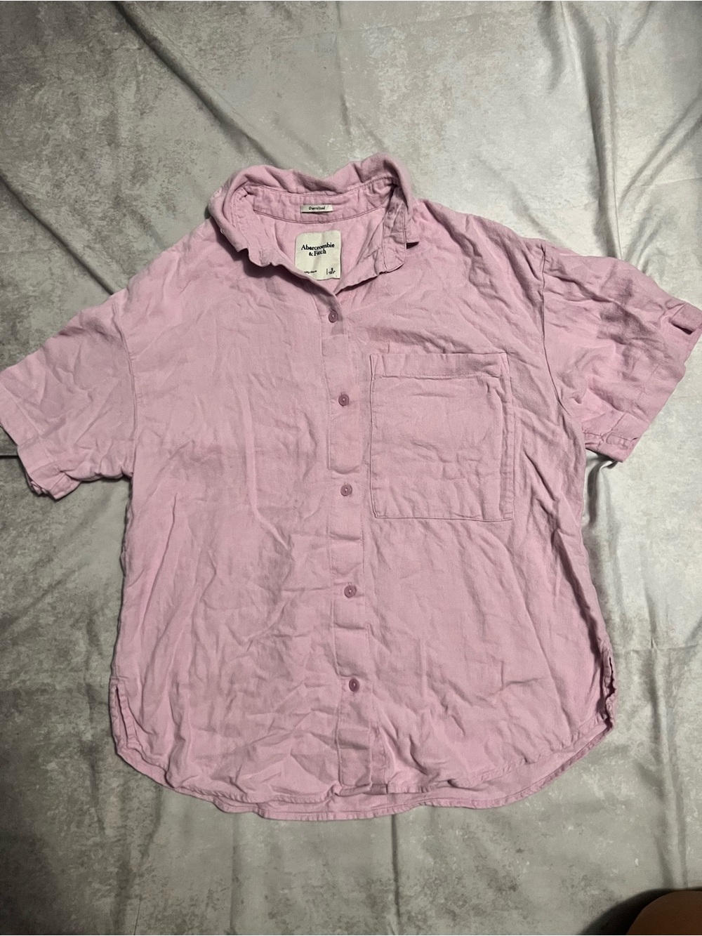Abercrombie & Fitch oversized Light Pink Button-Front Shirt